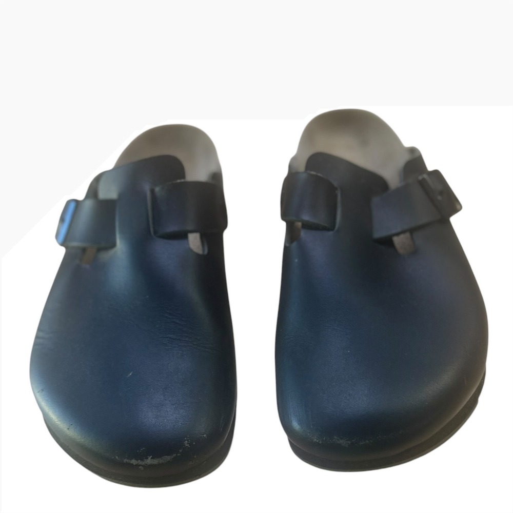 Birkenstock Boston Black Leather Clogs Mules Size 41 L10 M8 Comfort Slip On Shoe